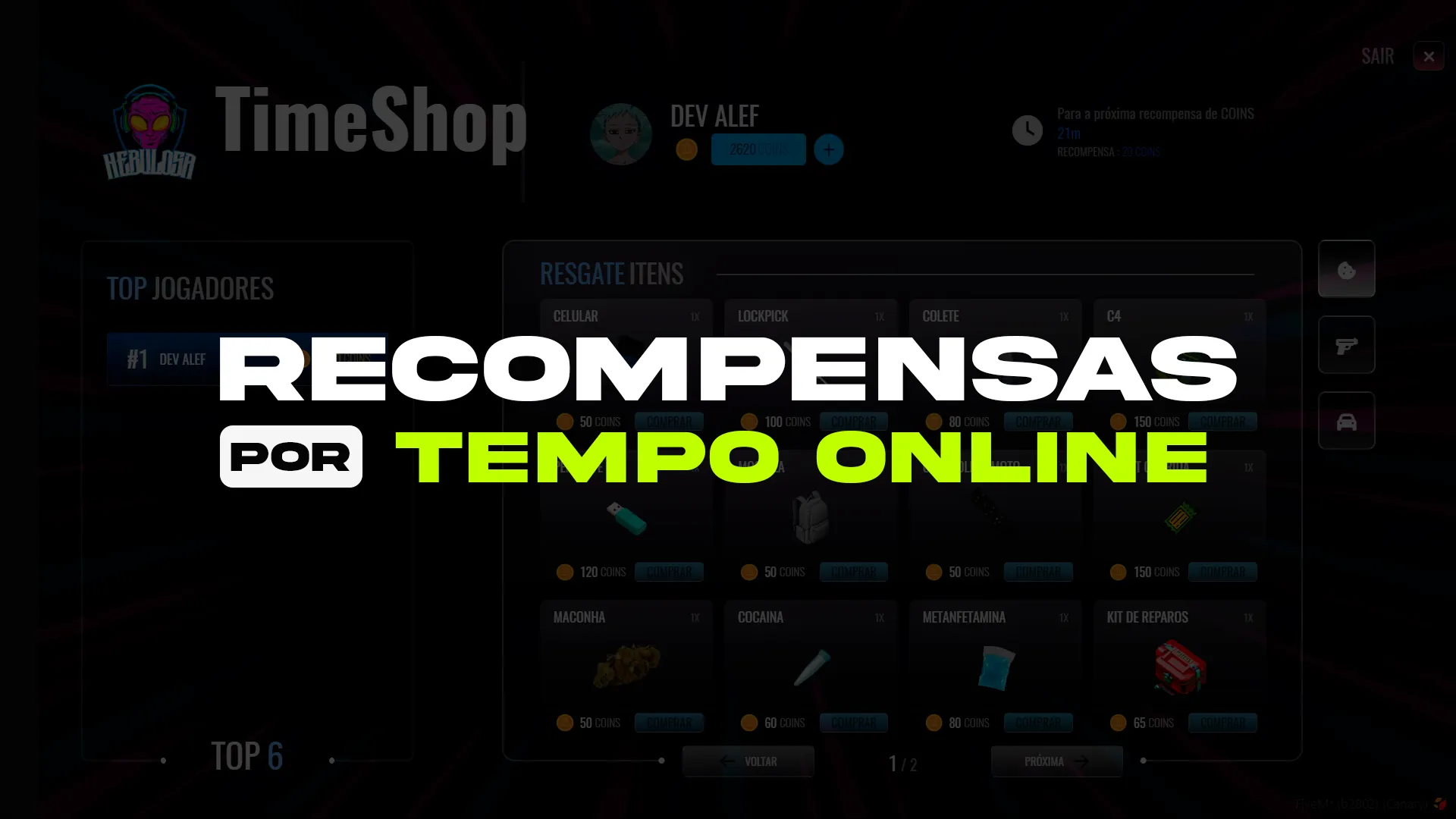 Recompensa por tempo Online